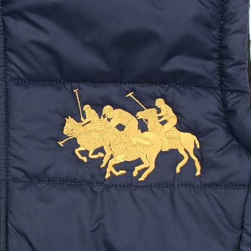 RL Navy Triple Pony Sleeveless Puffer Jacket